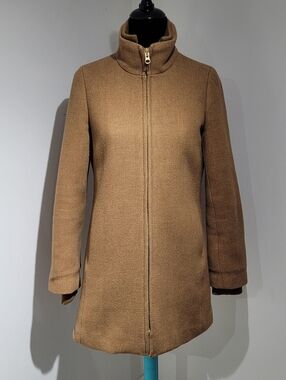 J. Crew Women's Wool Blend Italian Stadium Cloth Nello Gori Cocoon Coat 4 Camel